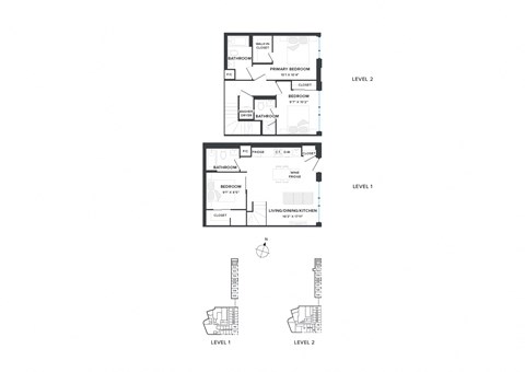 Floor plan for 3 beds, 3 baths, 1063 sqft
